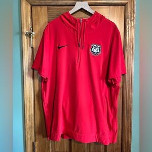 Men's Nike Red Georgia Bulldogs Sideline Player Quarter-Zip Hoodie Jacket